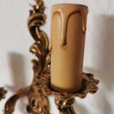 classic style wall lamp, Louis XV in gilded metal in bronze or brass effect candle holder and candlestick
