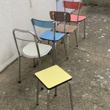 Mismatched formica chairs and stool 1960