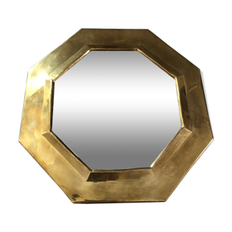 Octagonal brass mirror 31x31cm