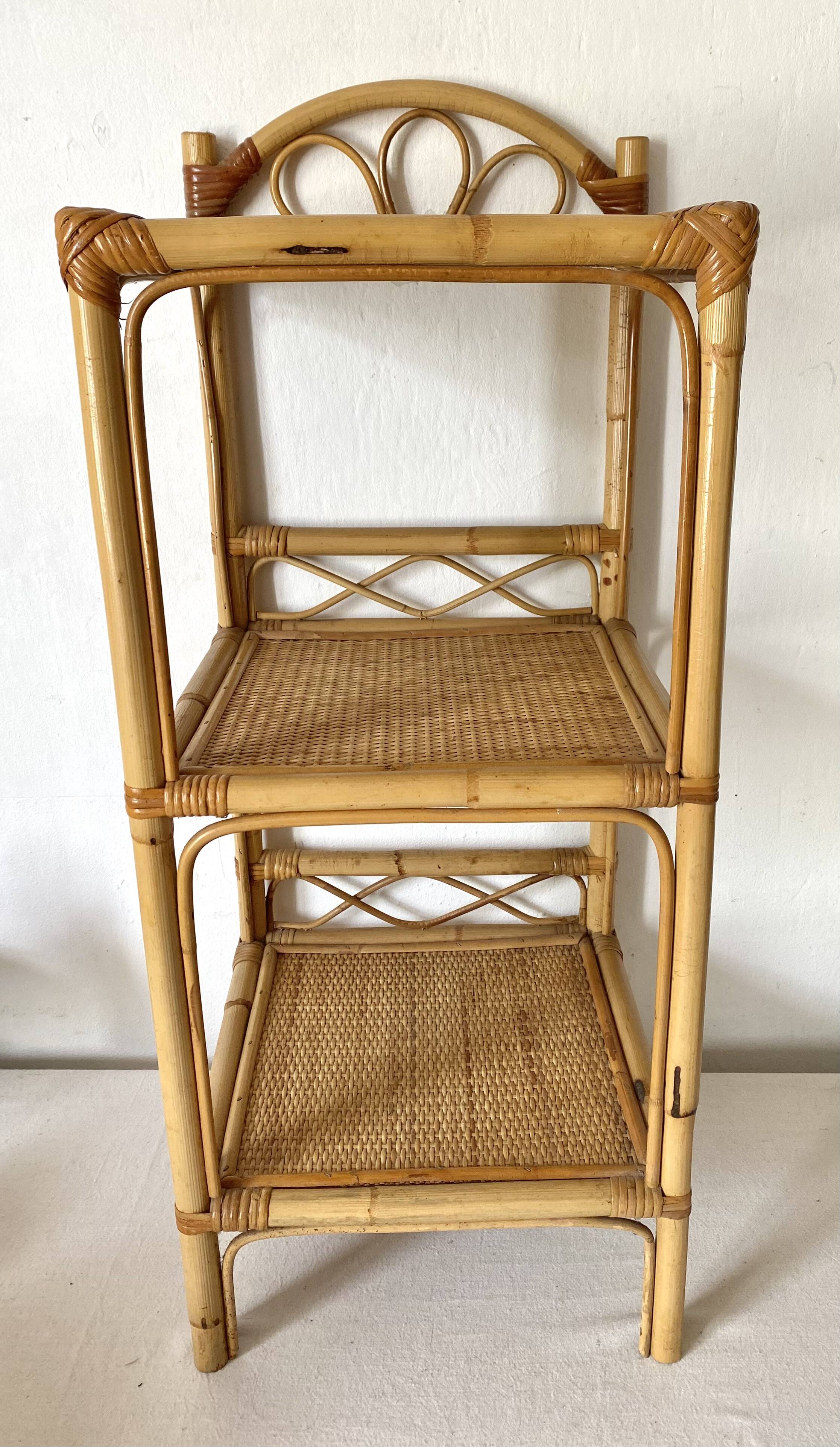 Vintage rattan shelf, bedside or end of sofa