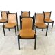 Vintage italian sling leather dining chairs, 1960s