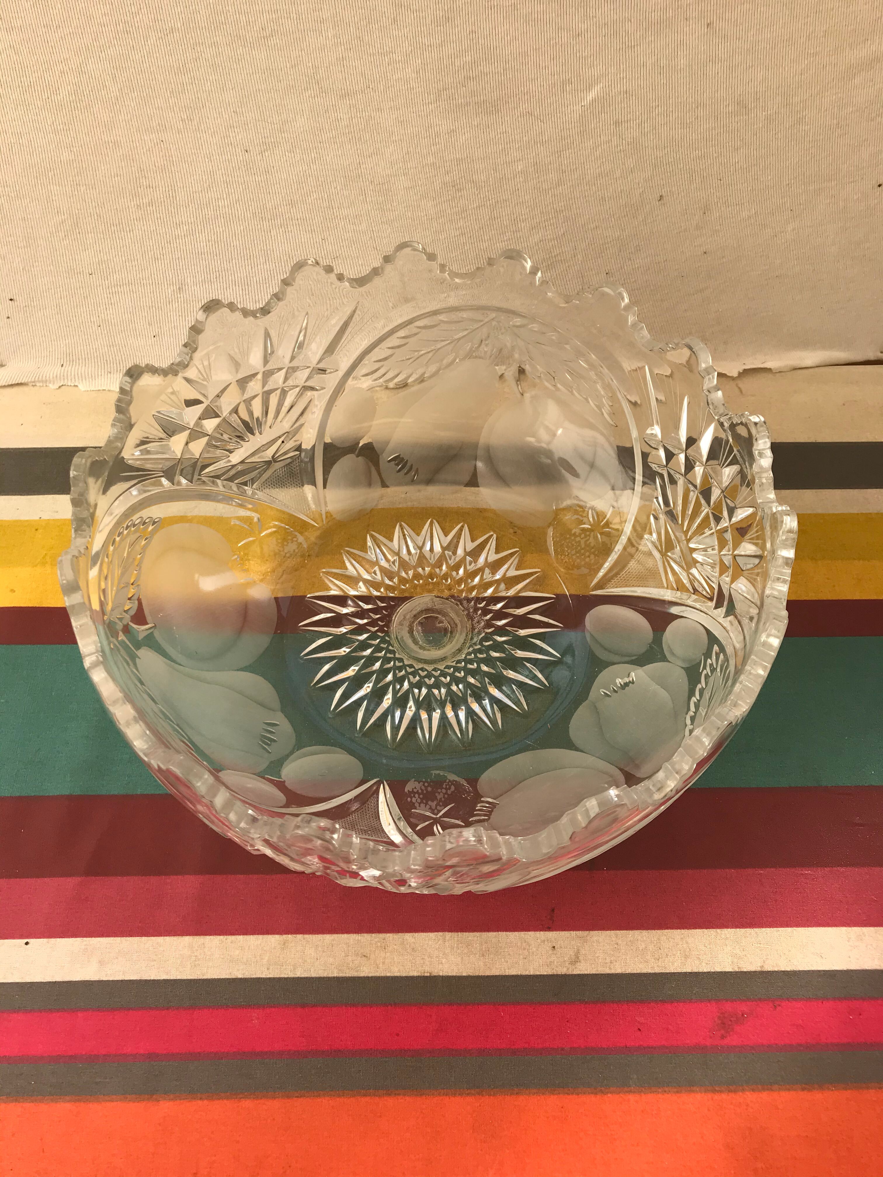 Ancien coupe centre de table cristal taillé