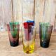 Set of 7 colored glasses 70s