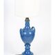 Paire de lampes de table de Pol Chambost (1906-1983), faïence émaillée bleu.