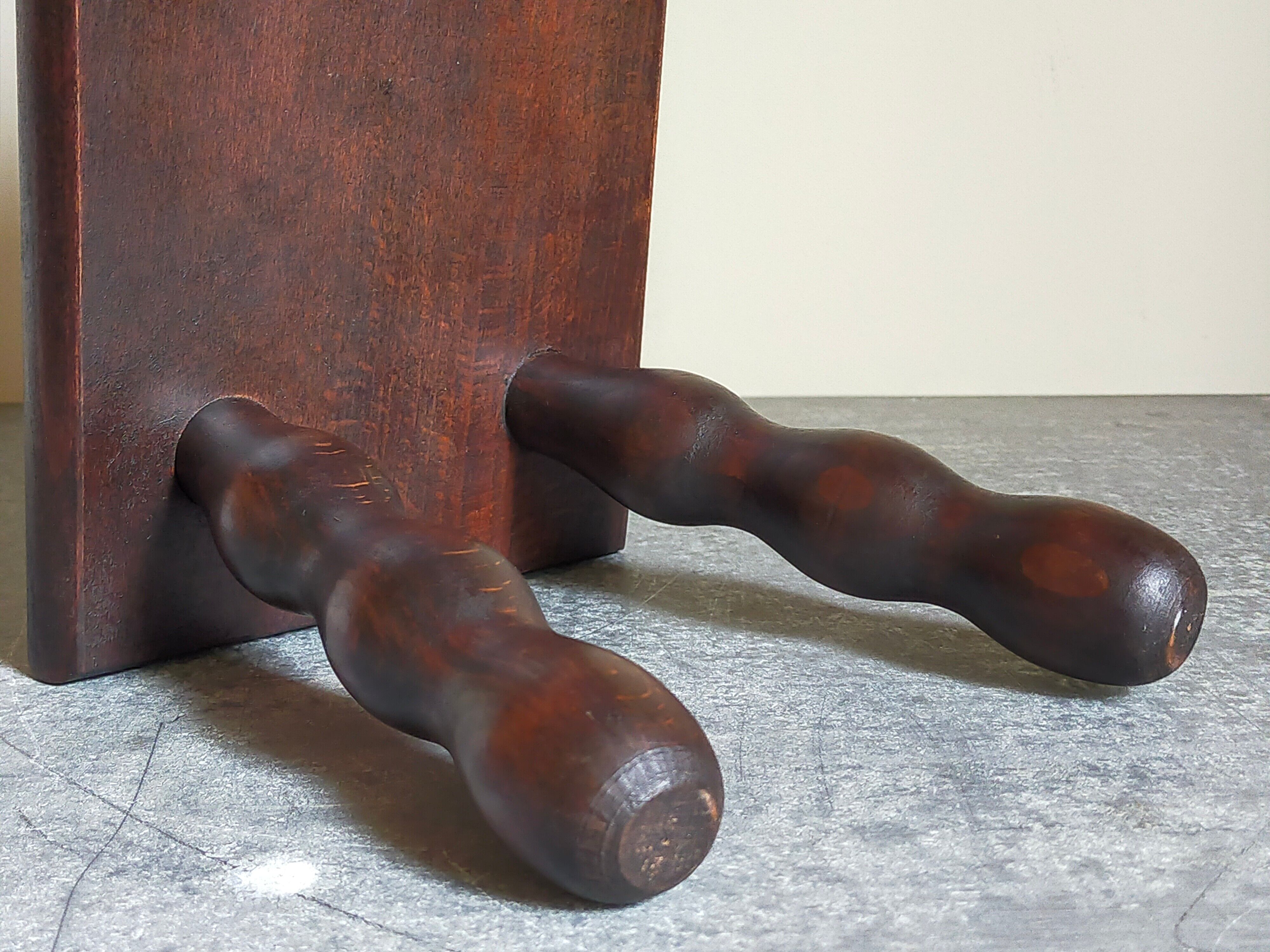 Wooden footrest stool turned solid vintage