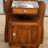 Art Deco bedside table in oak and marble