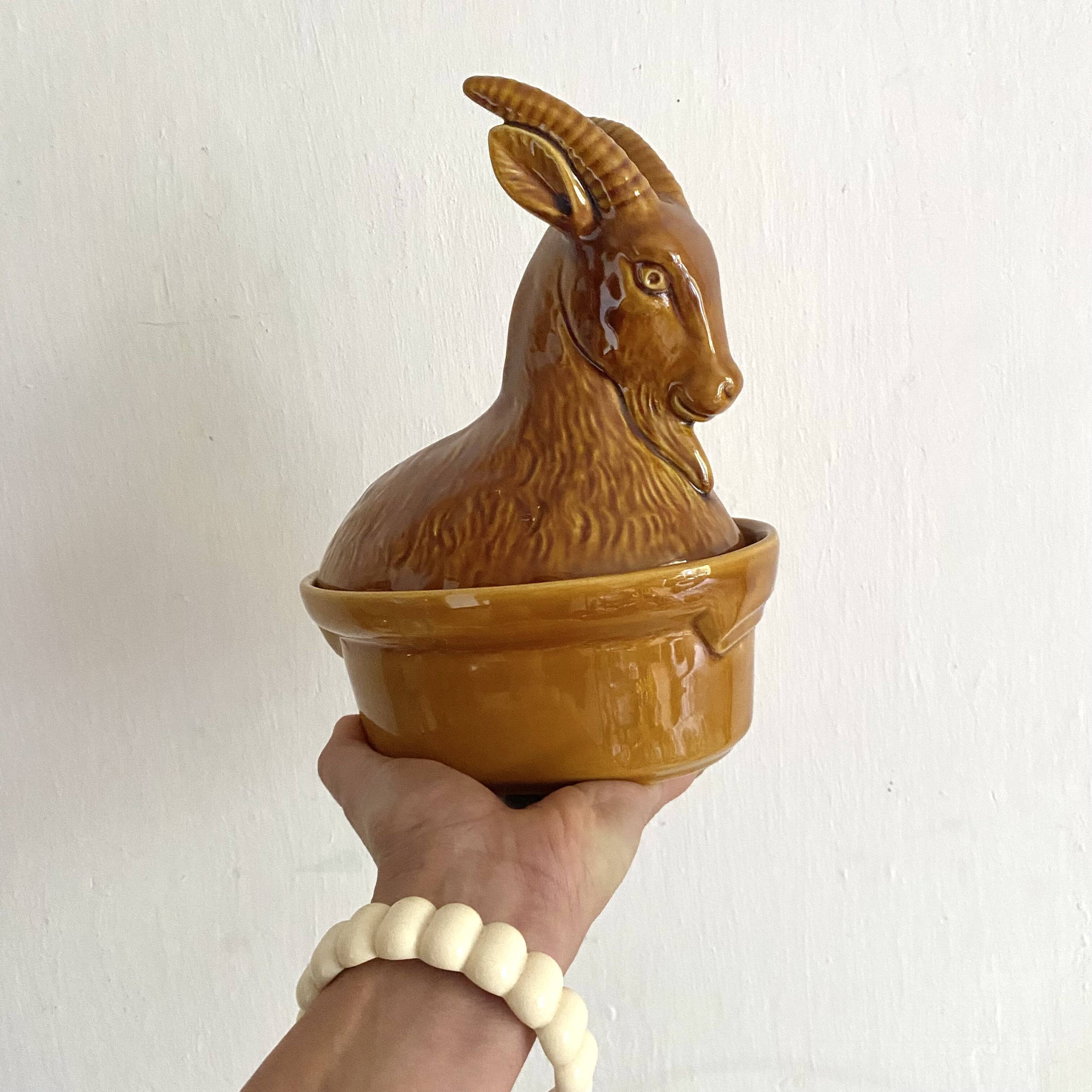 Ceramic goat, vintage zoomorphic terrine