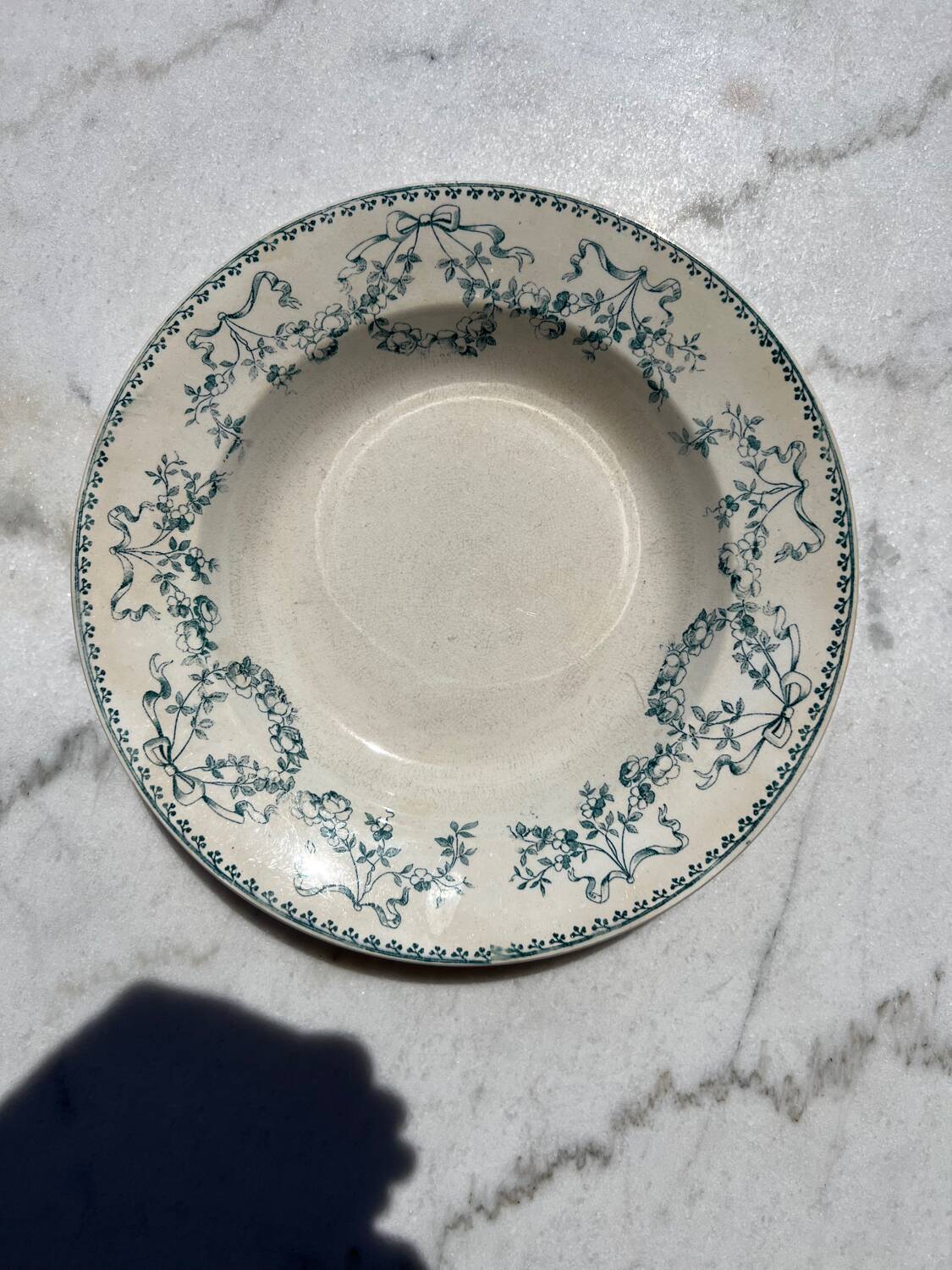 Vintage earthenware soup plate Sarreguemines iron earth Mozart