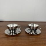Set of 6 vintage stainless steel coffee cups, 1970