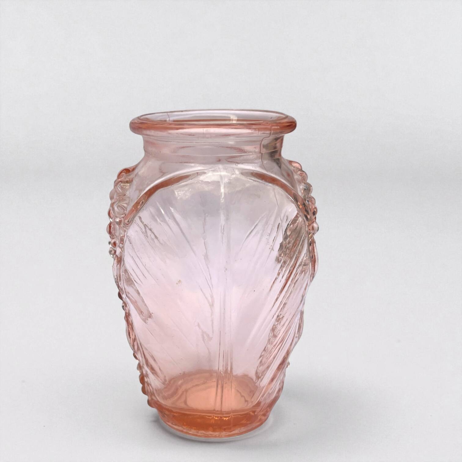 Vintage 1930s Art Deco Rosaline glass vase with hyacinth