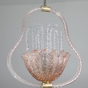 Charming Pink and Transparent Murano Glass Chandelier by Barovier e Toso, 1950s