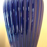 Vintage glazed ceramic vase, cobalt blue and gilt, Lancel Paris