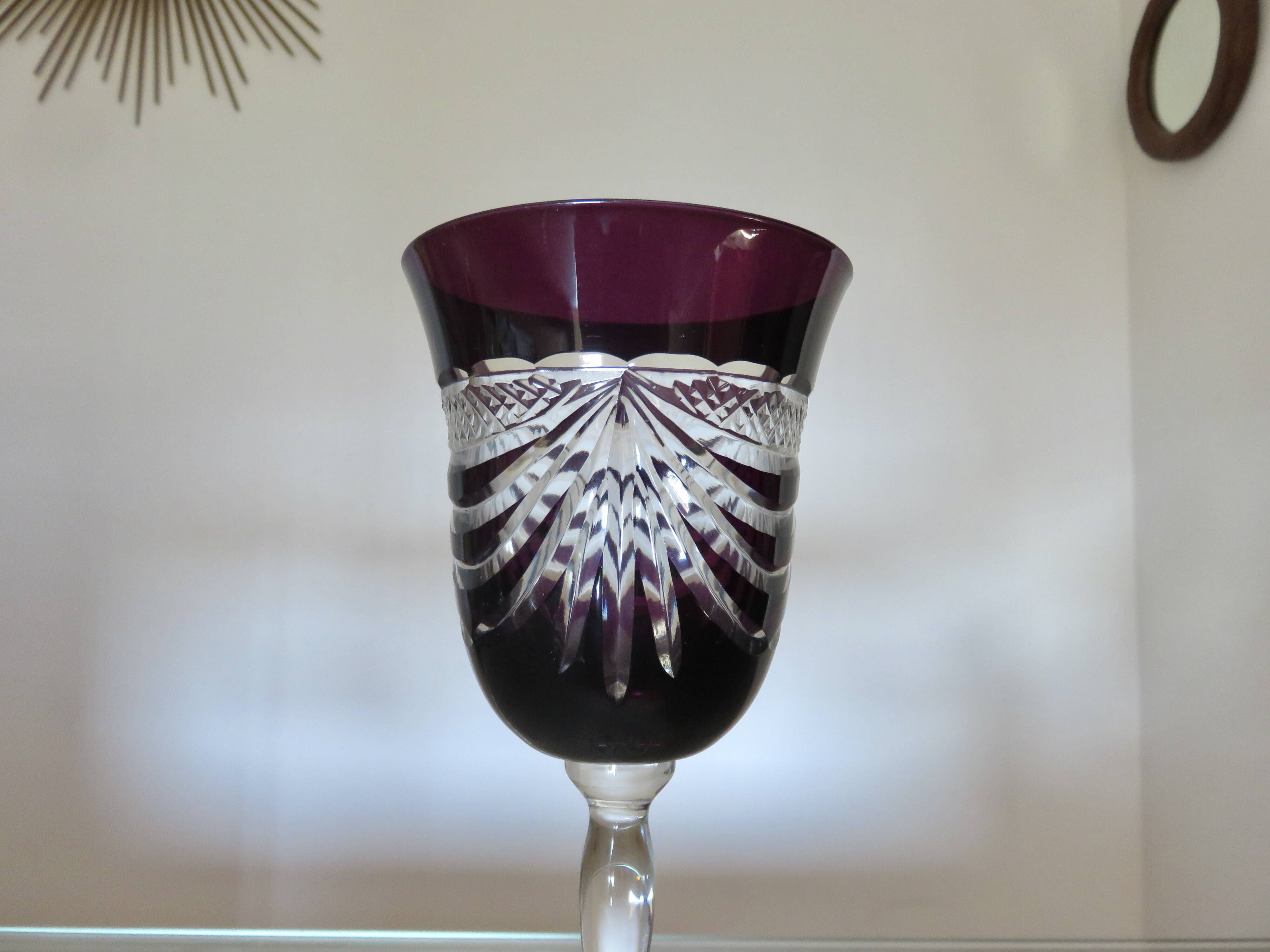 Service cristal couleur "Cristalleries de Lorraine" carafe et 5 verres
