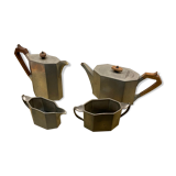 Art deco tea and coffee set in silver plated copper pewter craftsmen