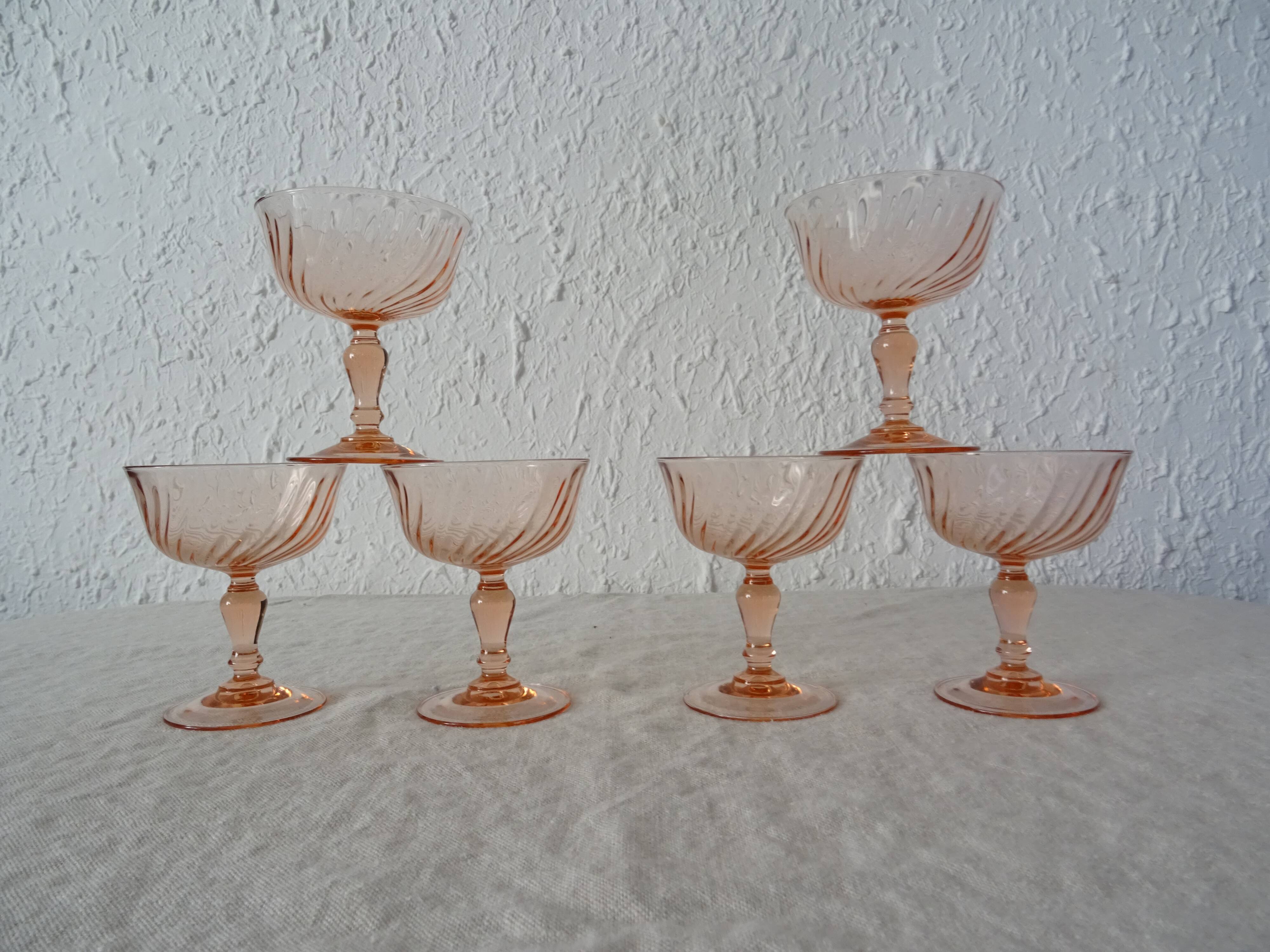 6 glasses dessert or champagne rosaline luminarc 480323 pink glass