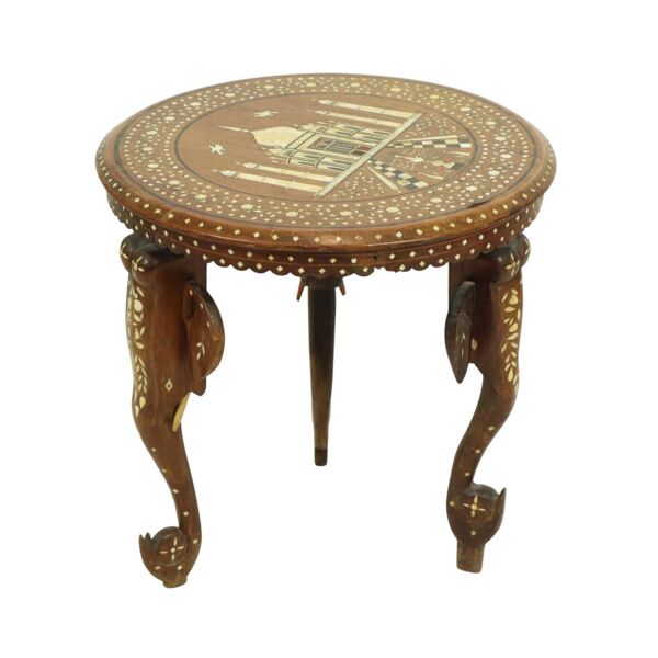 Table d'appoint anglo-indienne Taj Mahal, table de plante en teck, 41 cm