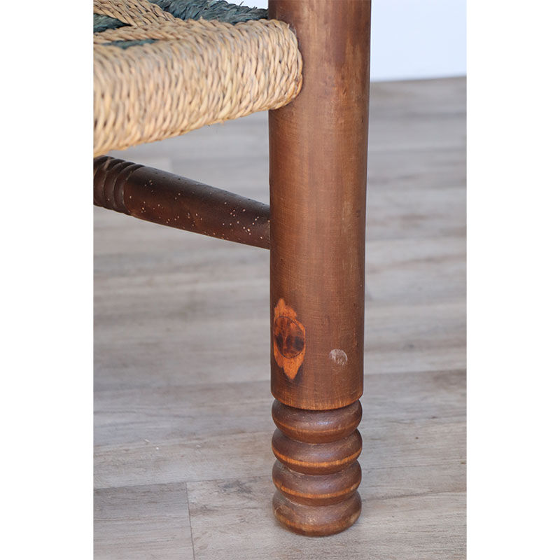 Banc vintage en bois et corde 1950