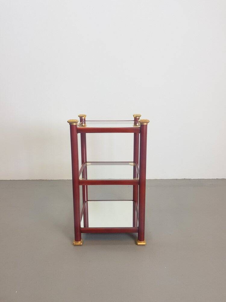 Table d'appoint Régence en laiton et verre miroir, années 1970