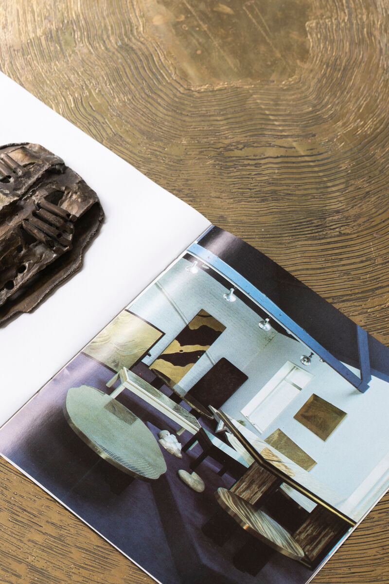 Coffee table in etched brass by Christian Krekels, Belgium, 1990
