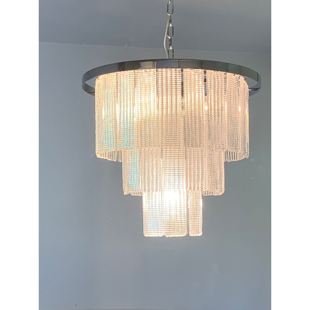 Diamond strips”listelli” murano glass belt chandelier