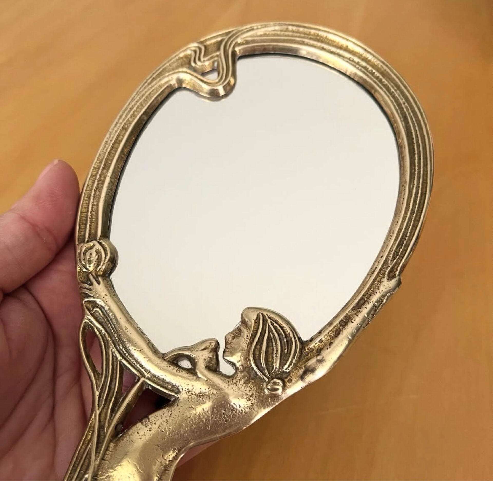 Vintage brass mirror
