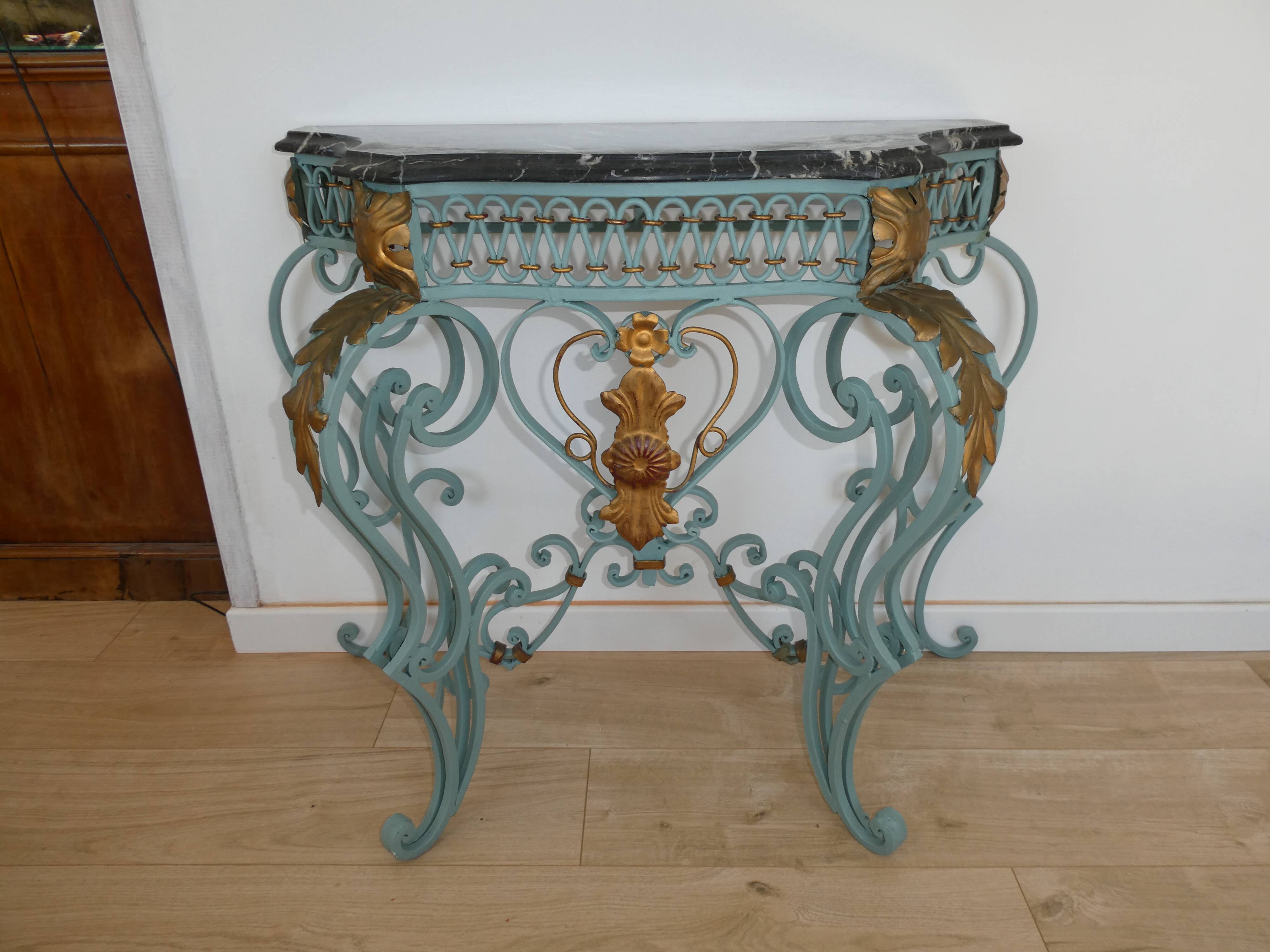Magnificent Louis XV style iron and marble console
