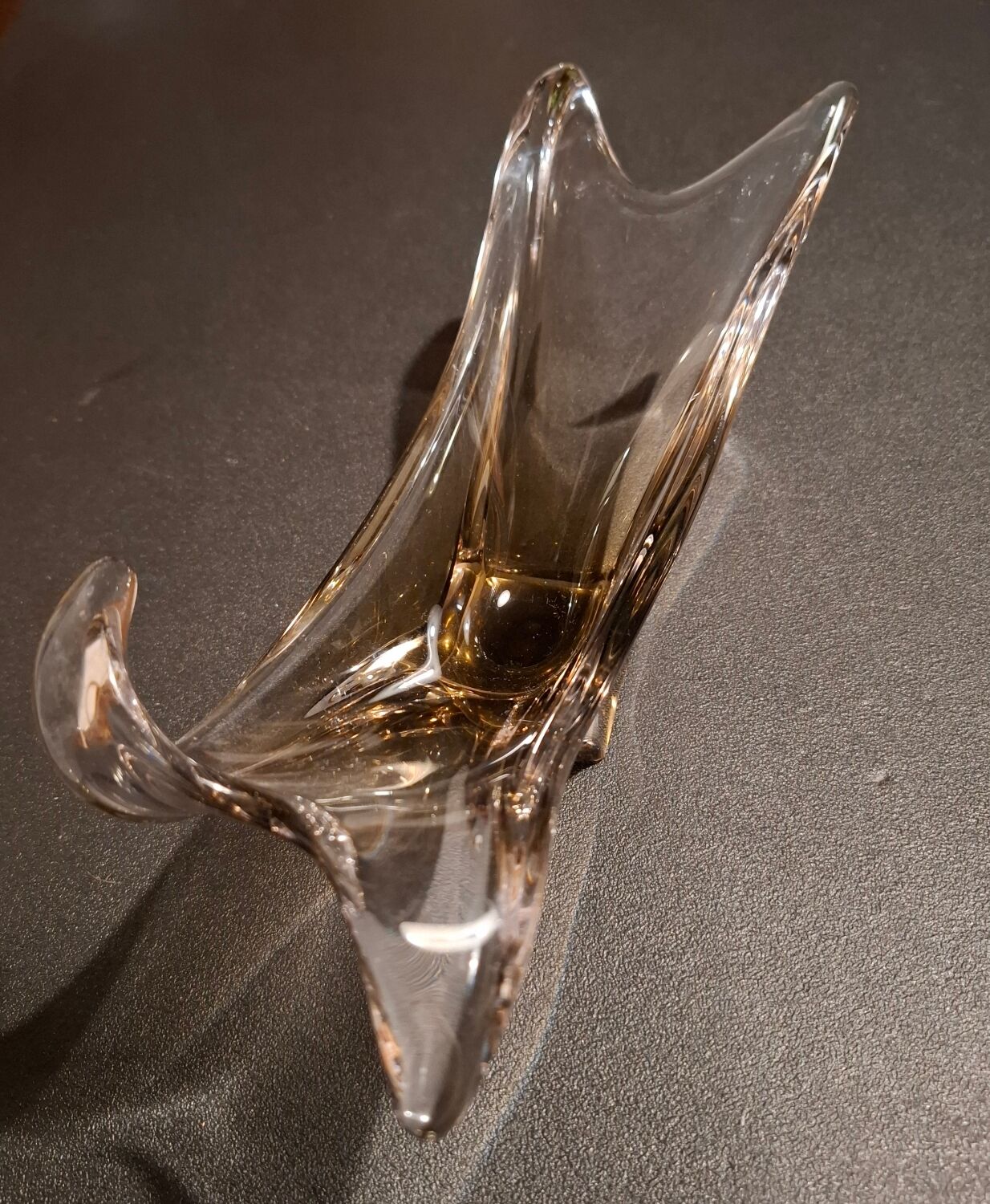 Smoked glass catchall from the seventies.