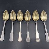 Series of 6 large solid silver spoons Hamburg Hess Germany dated 1869