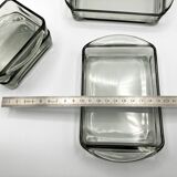 Plateau en teck et ses 4 raviers en verre empilables • Danemark • 1960
