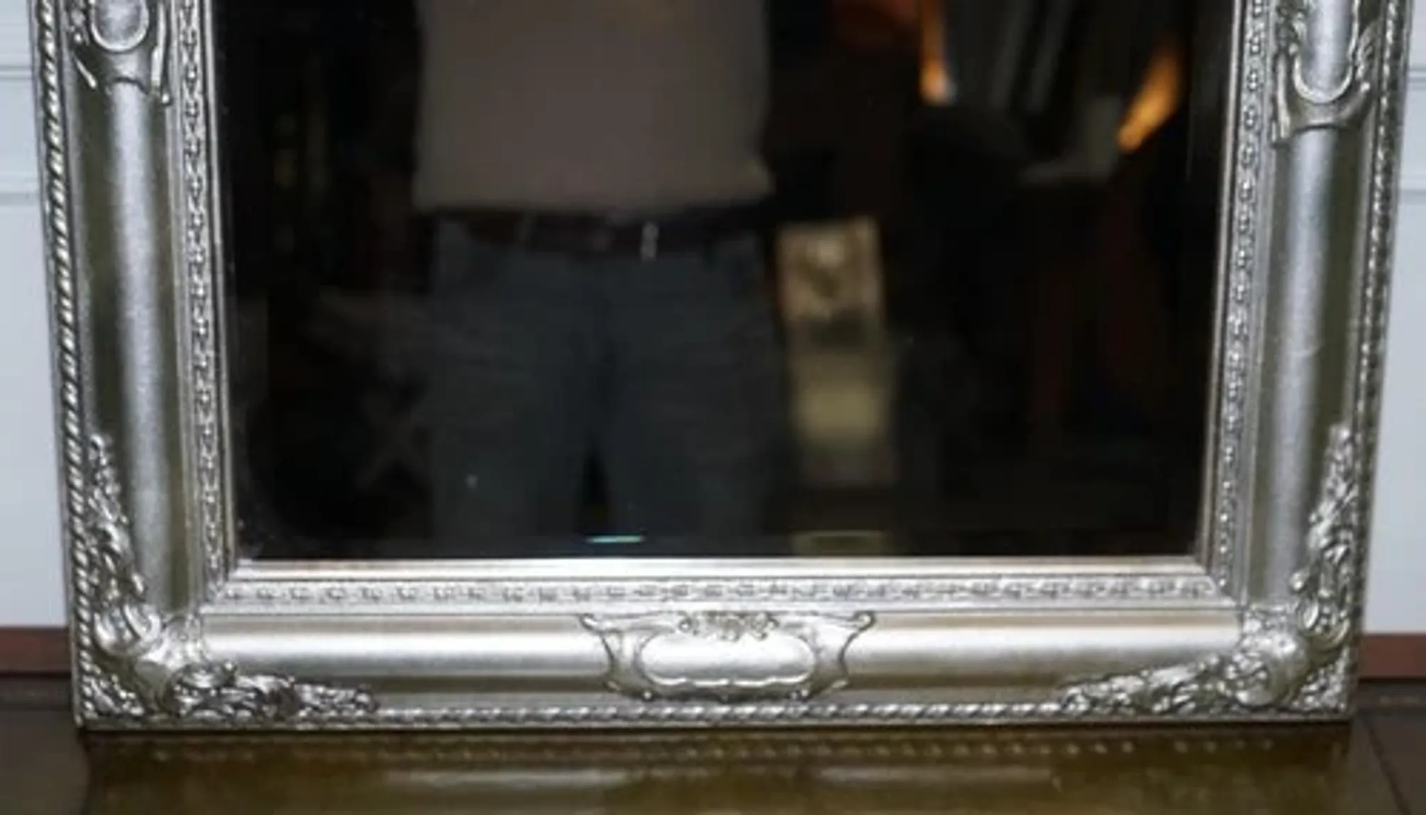 Bevelled Sculpted Silver Rectangular Mirror