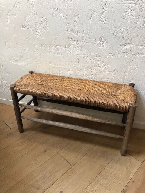 Wooden and straw bench