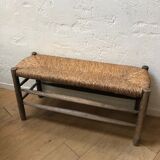 Wooden and straw bench