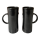 Set 2 tasses / mugs hauts émail anthracite foncé