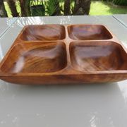 Plat compartimenté en teck scandinave années 60 70