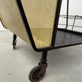 Perforated metal serving trolley style Mathieu Matégot