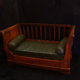 Banquette en noyer et cuir vert du XIXe siècle