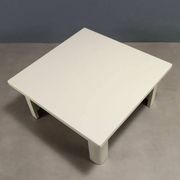 Vintage white lacquered wooden coffee table, designer, Italy, 1970s.