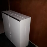 White lacquered metal medicine cabinet