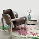 HKliving chrome armchair lounge chair 'velvet brown'