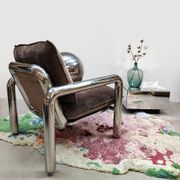 Fauteuil lounge HKliving chrome 'velours marron'