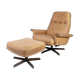 Armchair and stool in 1960s Danish leather and rosewood