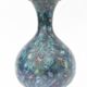 Baluster vase in blue cloisonné enamel mounted in lamp