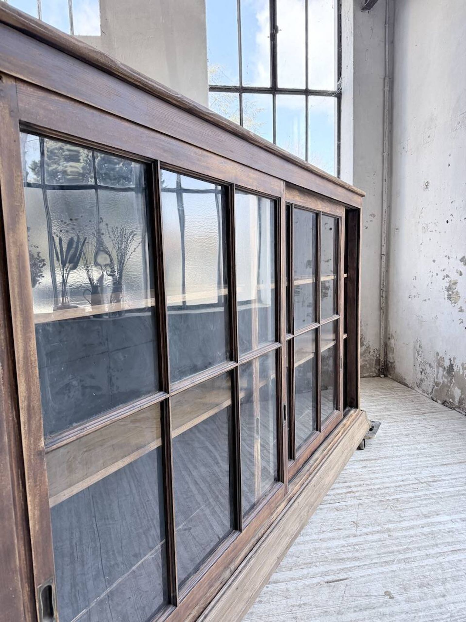 XXL industrial sideboard with glass doors