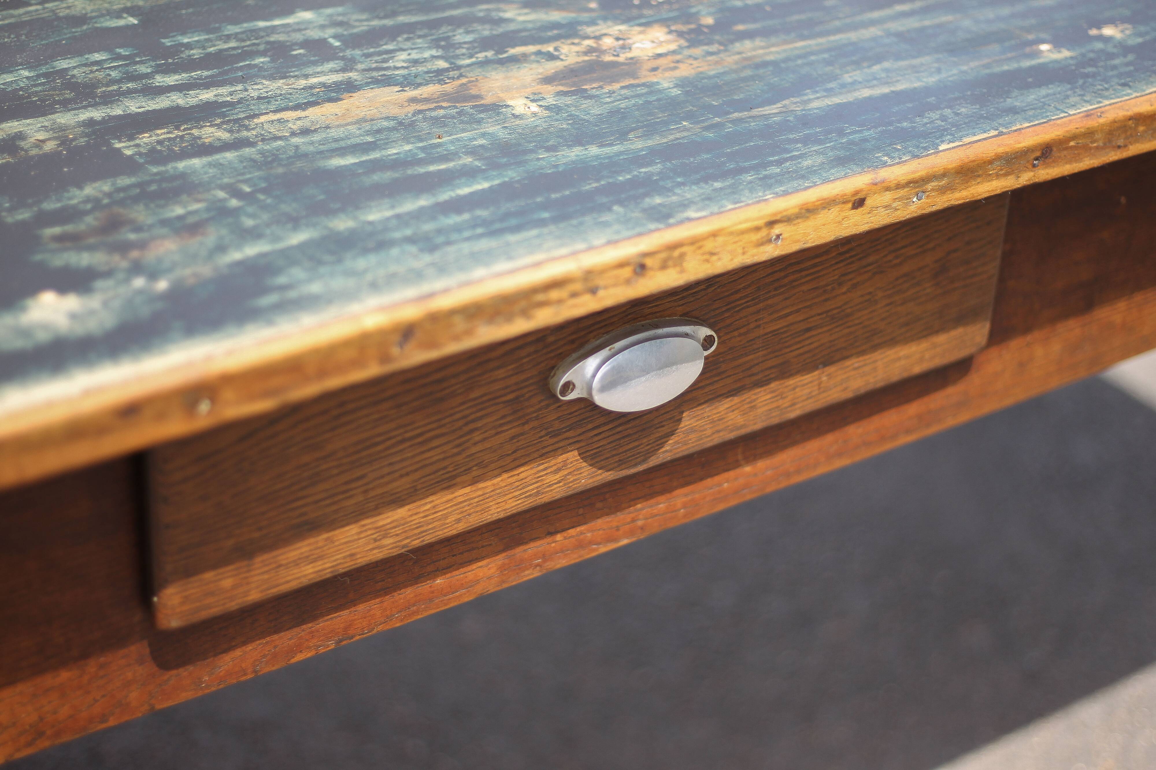 Farmhouse table and its 2 benches, living room table, wooden table with pair of wooden benches