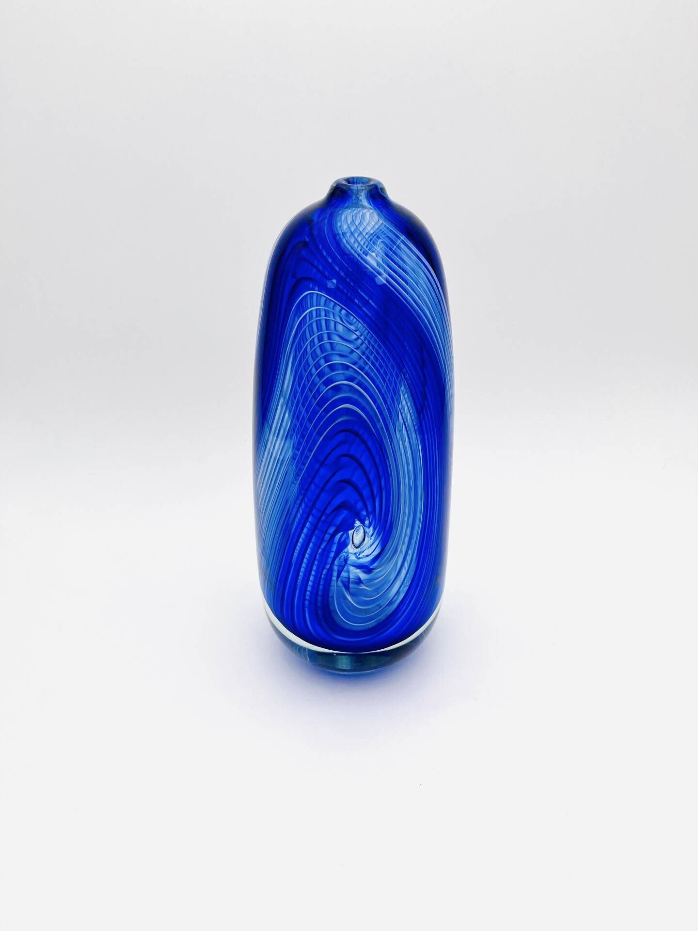 Large Vase R Pierini 1998 Blue White Glass Bubble 31cm 5kg Signed