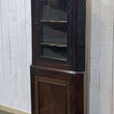 Encoignure anglaise XIXème en noyer, acajou et chêne