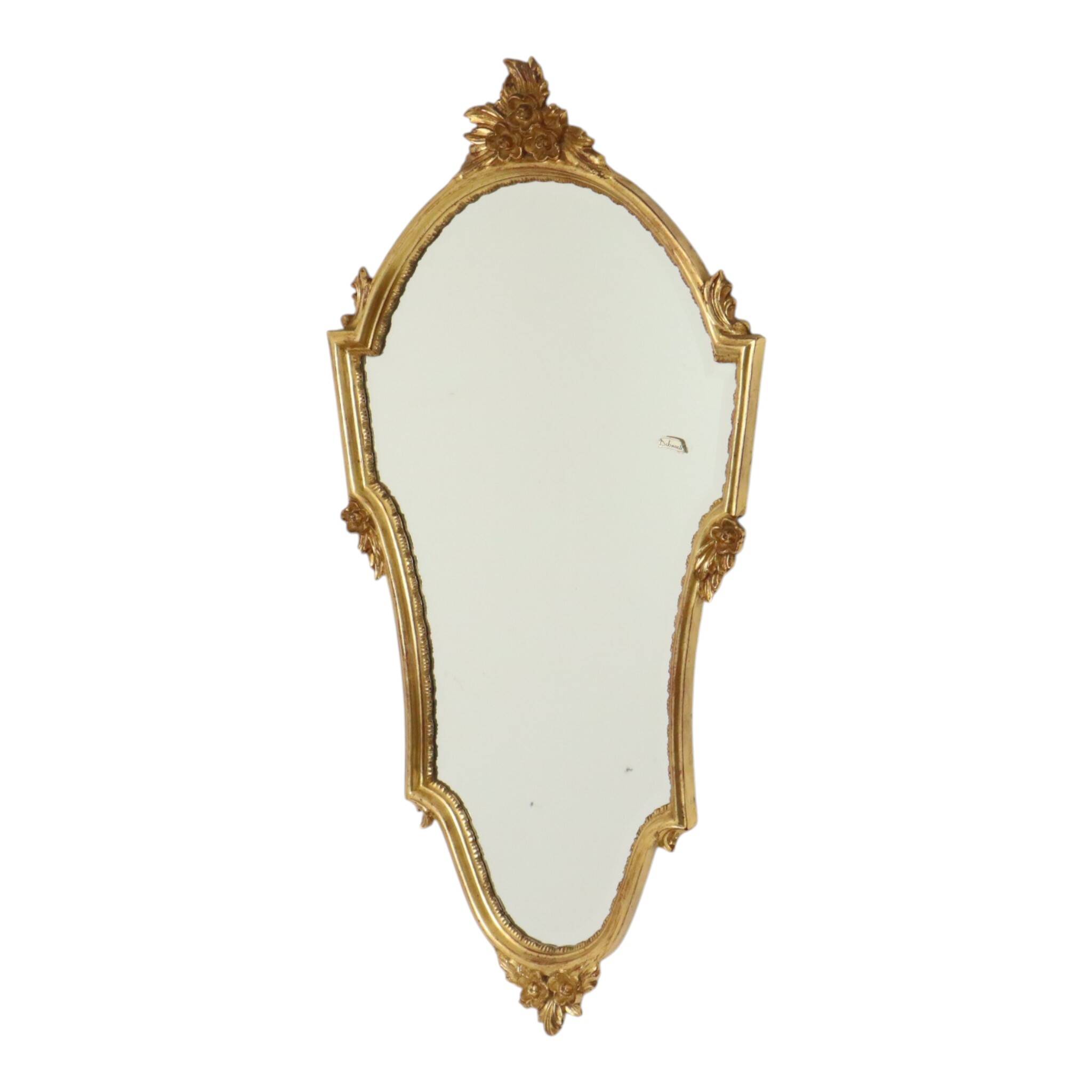 Miroir cranté en or classique Deknudt, biseauté, style Louis XVI, 94 cm