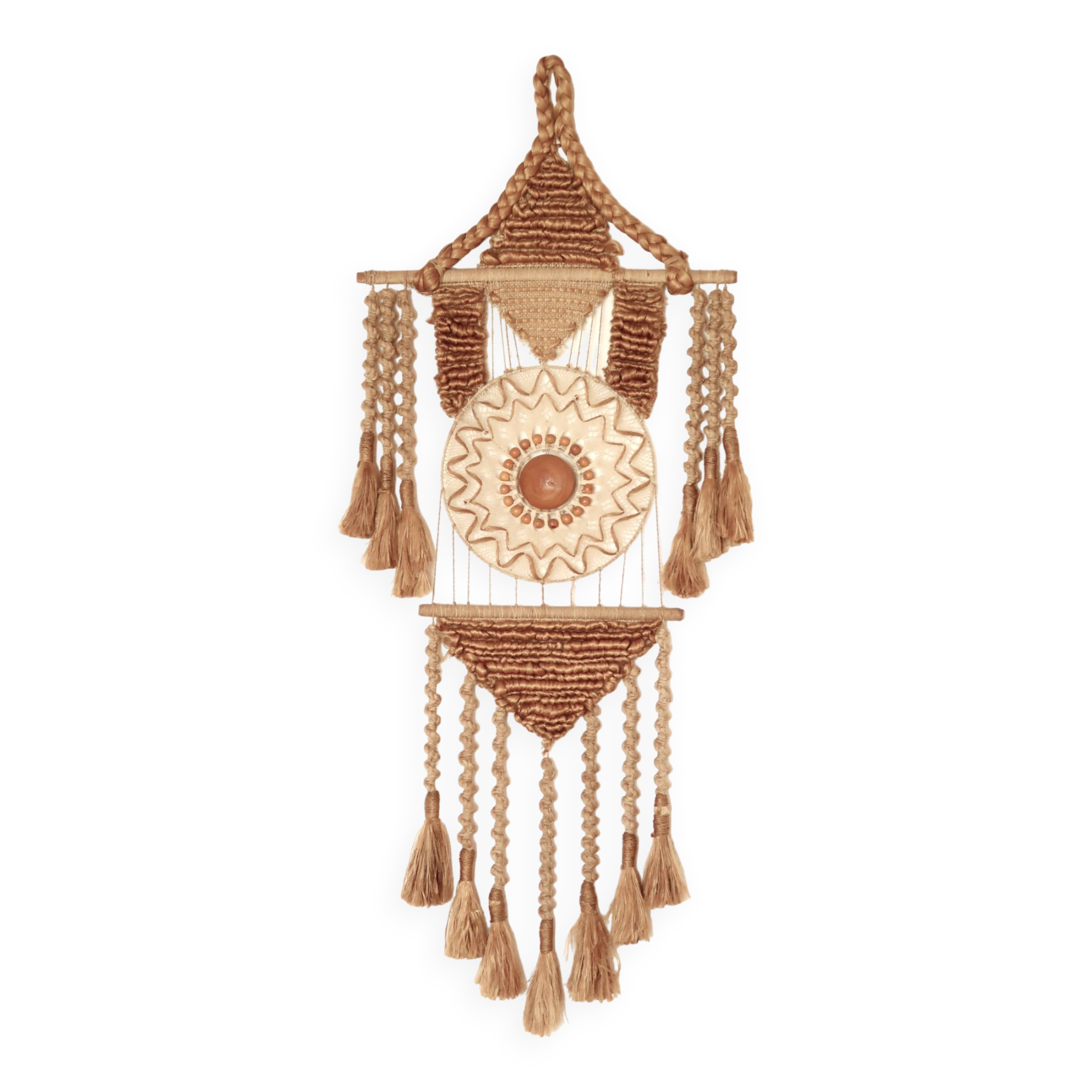 Braided macramé wall decor, 70s