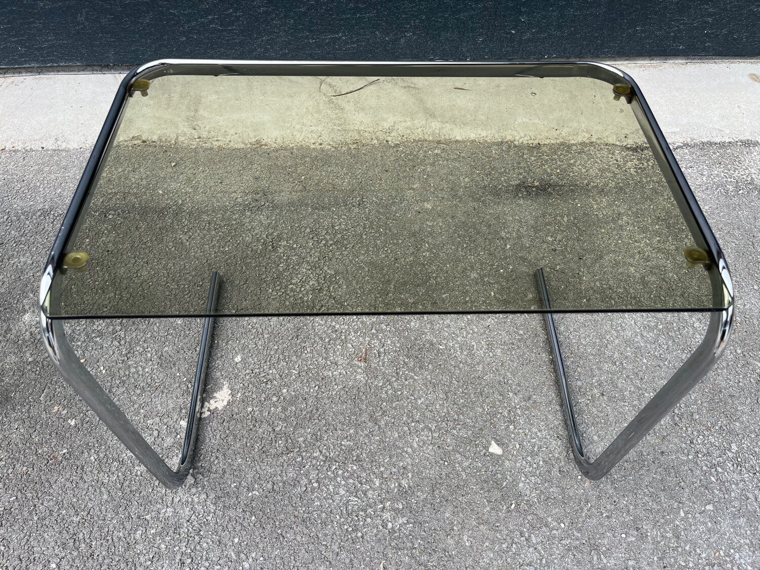 Series of 3 metal and glass nesting tables Space age
