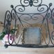 Shabby chic French umbrella stand in metal and woven wicker – storage